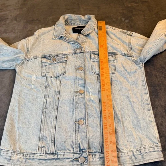 Banana Republic Light Wash Distressed Denim Jacket Womens XS Acid Wash Trucker - Picture 8 of 10